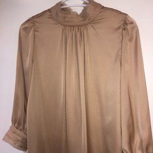 High-collar Silky Zara Blush Blouse, Size XS, NWT